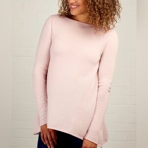 WoolOvers Hanky Hem Cashmere Merino Wool Blend Sweater in Pale Pink Size Small